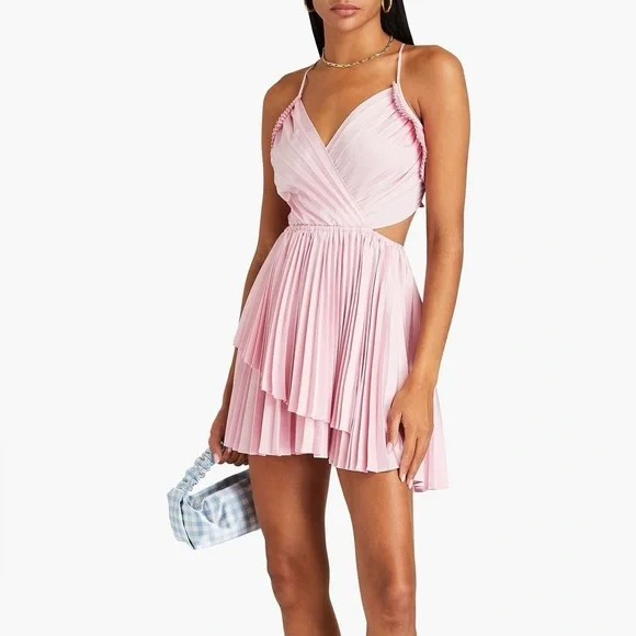 Maje Elegant Pink Pleated Dress - Picture 1 of 7